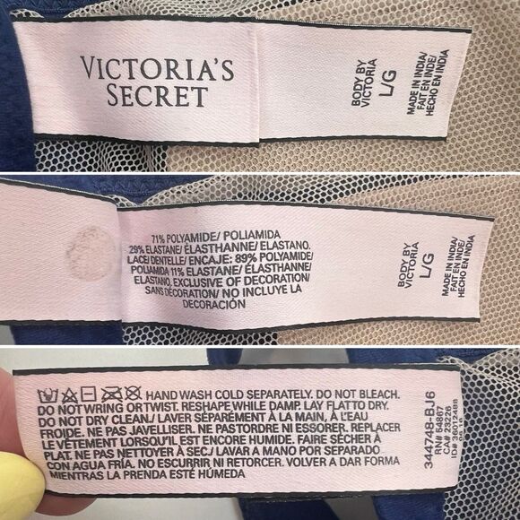 Victoria's Secret Front Close Lace Bralette Bra Size L Blue Body By Victoria - Picture 14 of 14